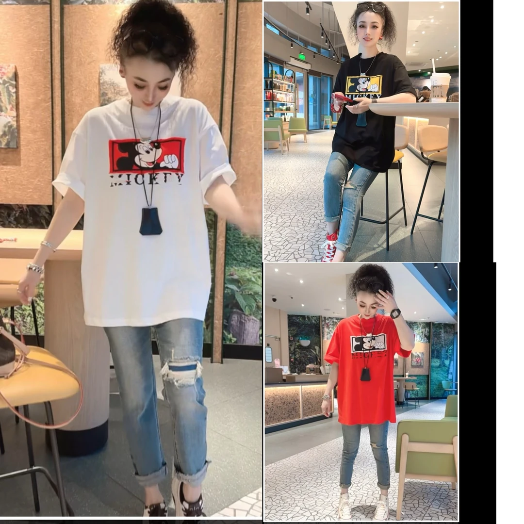 【小虹虹商贸】2026新款韩版时尚休闲百搭卡通米奇印花宽松大T