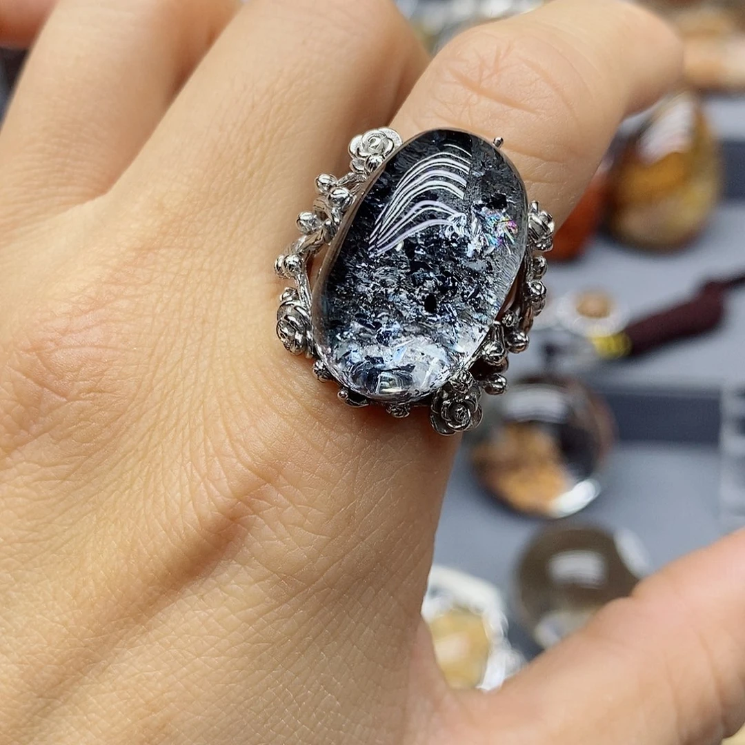 波***兔银S925镶嵌珠宝半成品水晶定制水晶