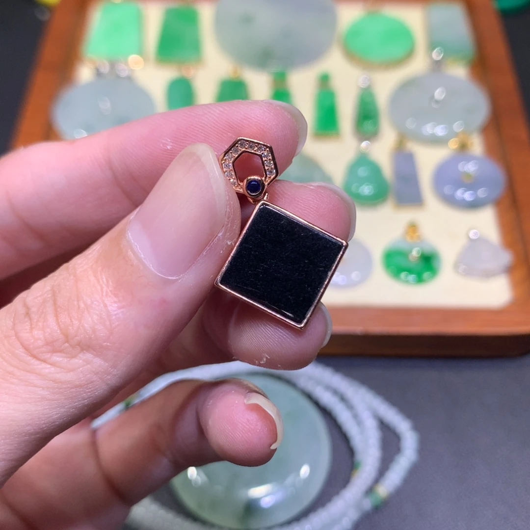 翡翠银S925镶嵌吊坠(不含链)