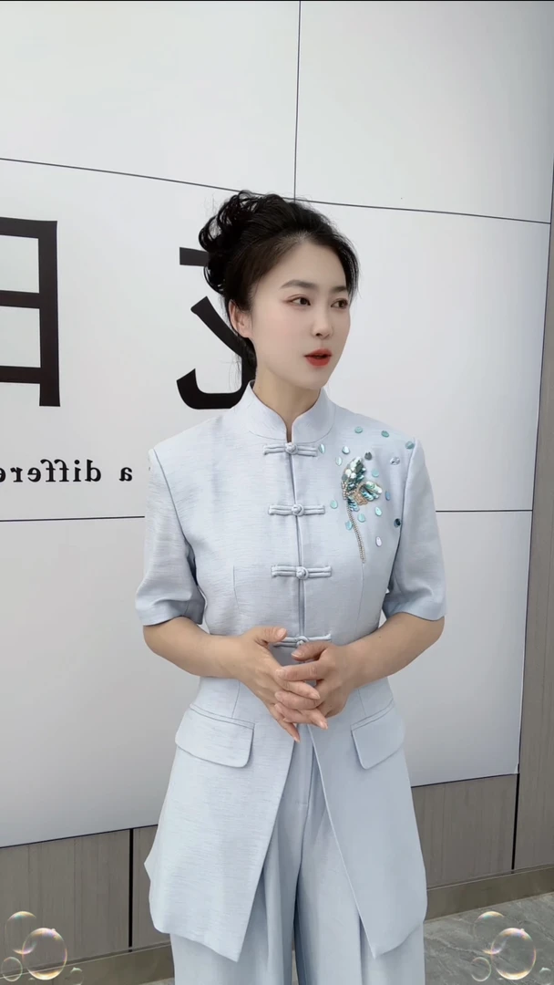 【花田定制】设计师款顶珠片盘扣套装