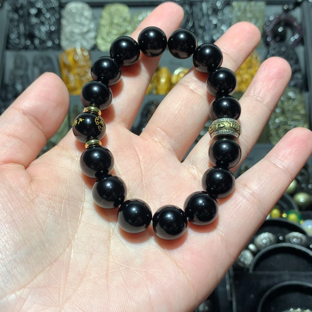 黑曜岩手串未镶嵌闲*客定制