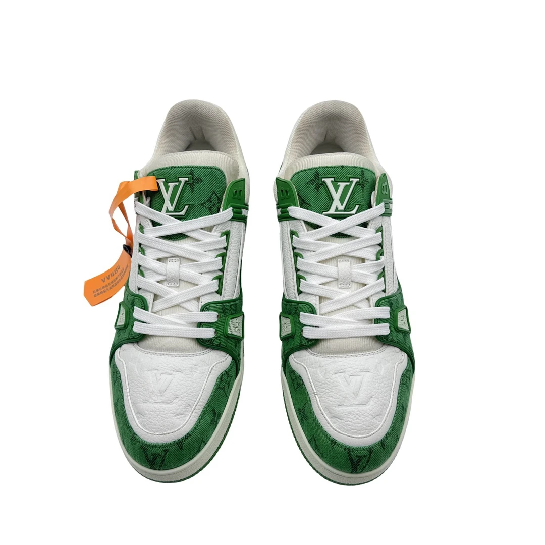 95新 LouisVuitton/路易威登 43.5码白绿 Trainer97新VV484特价