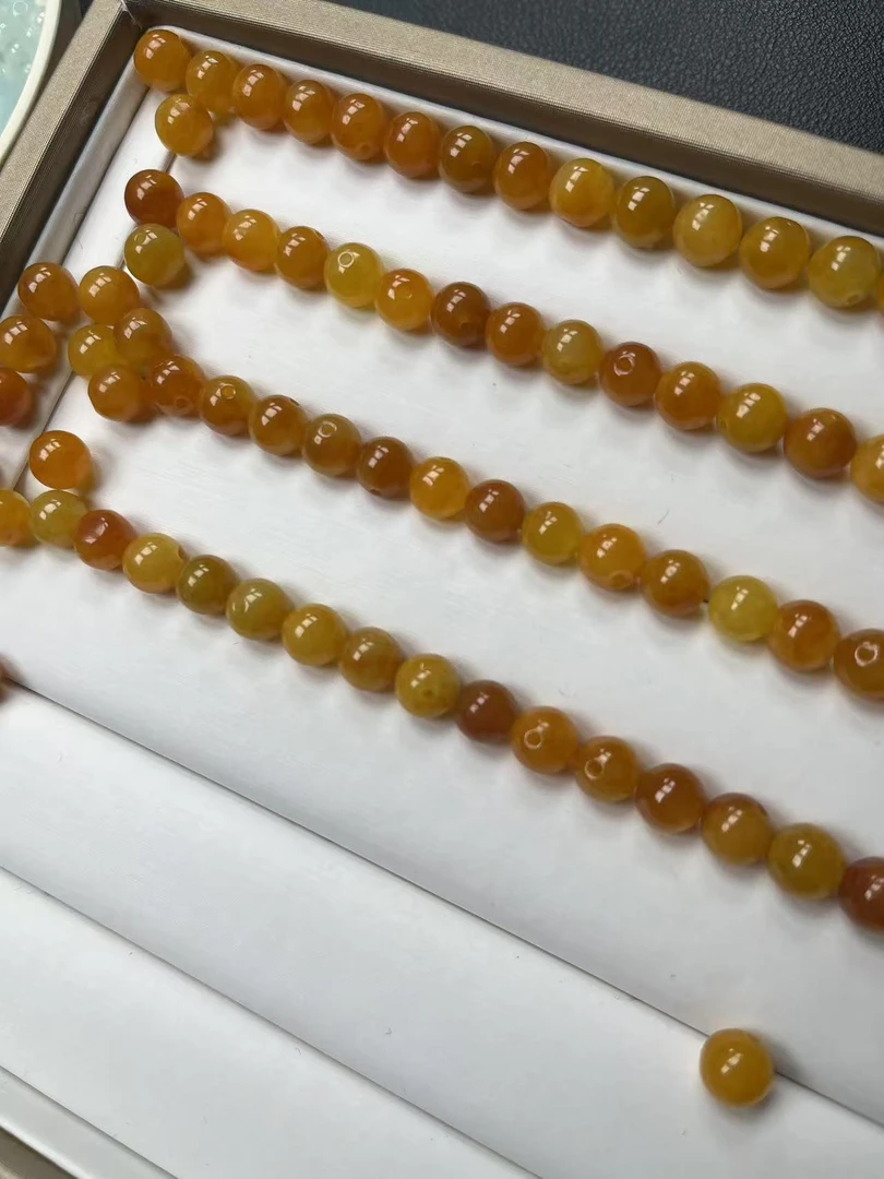 缅料A货卡7.5mm鸡油黄单珠（多样性发货）(编号3）
