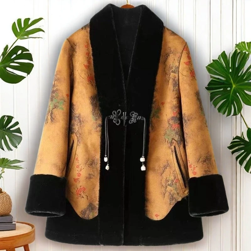 妈妈秋冬装皮毛一体外套女洋气中老年皮草水貂绒双面穿皮草外套女