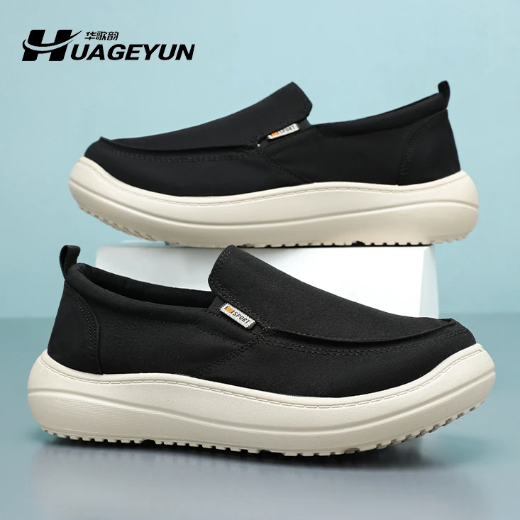 透气低帮帆布鞋男鞋老北京布鞋一脚蹬防滑开车鞋2025新款休闲单鞋