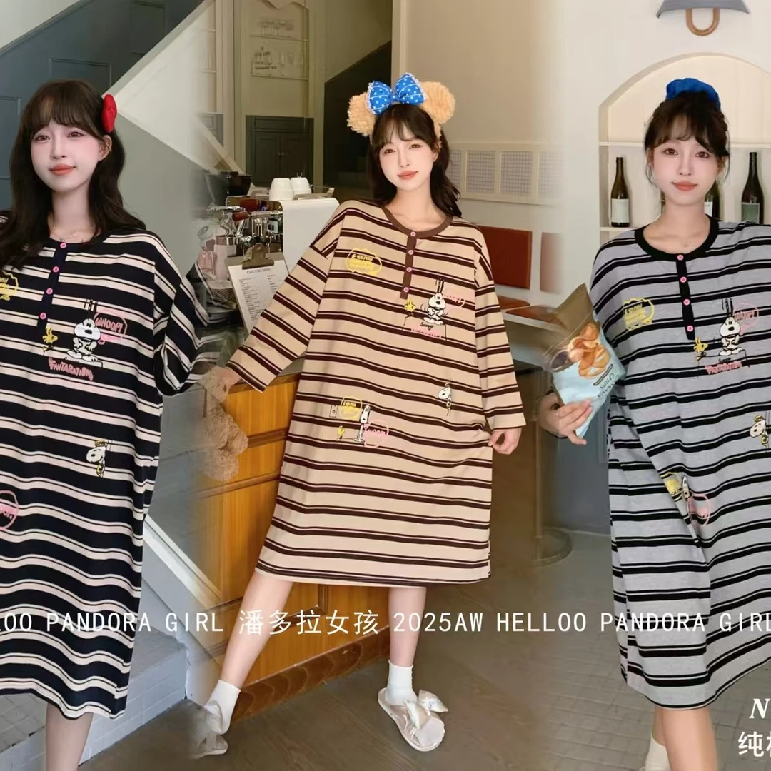 【欢姐精选】潘多拉休闲可爱长袖睡裙