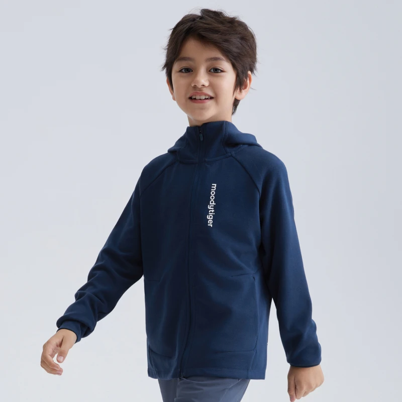 moodytiger儿童外套25秋新男女童舒适柔软户外运动上衣奶皮外套