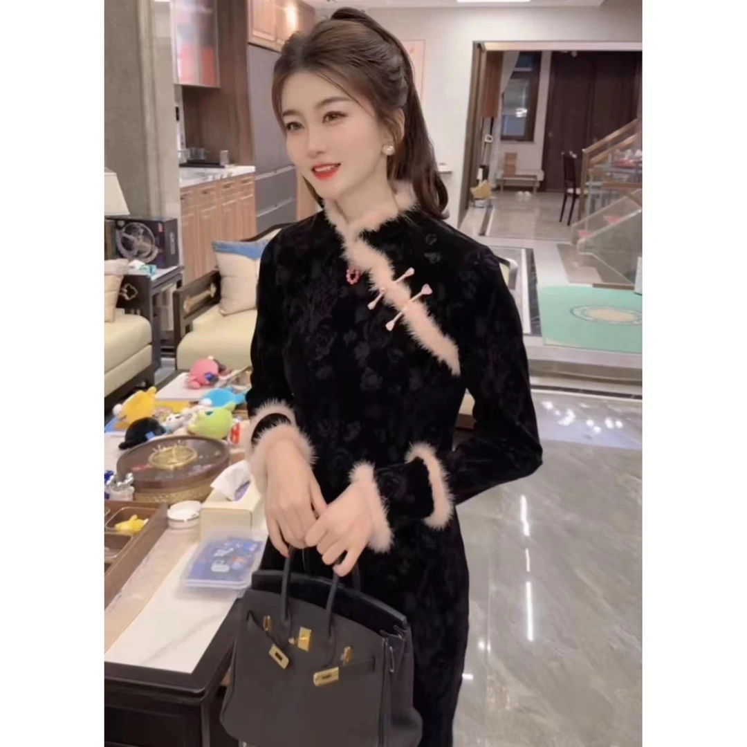 『 古色古香 W』设计感休闲气质时尚拼接精致连衣裙3967