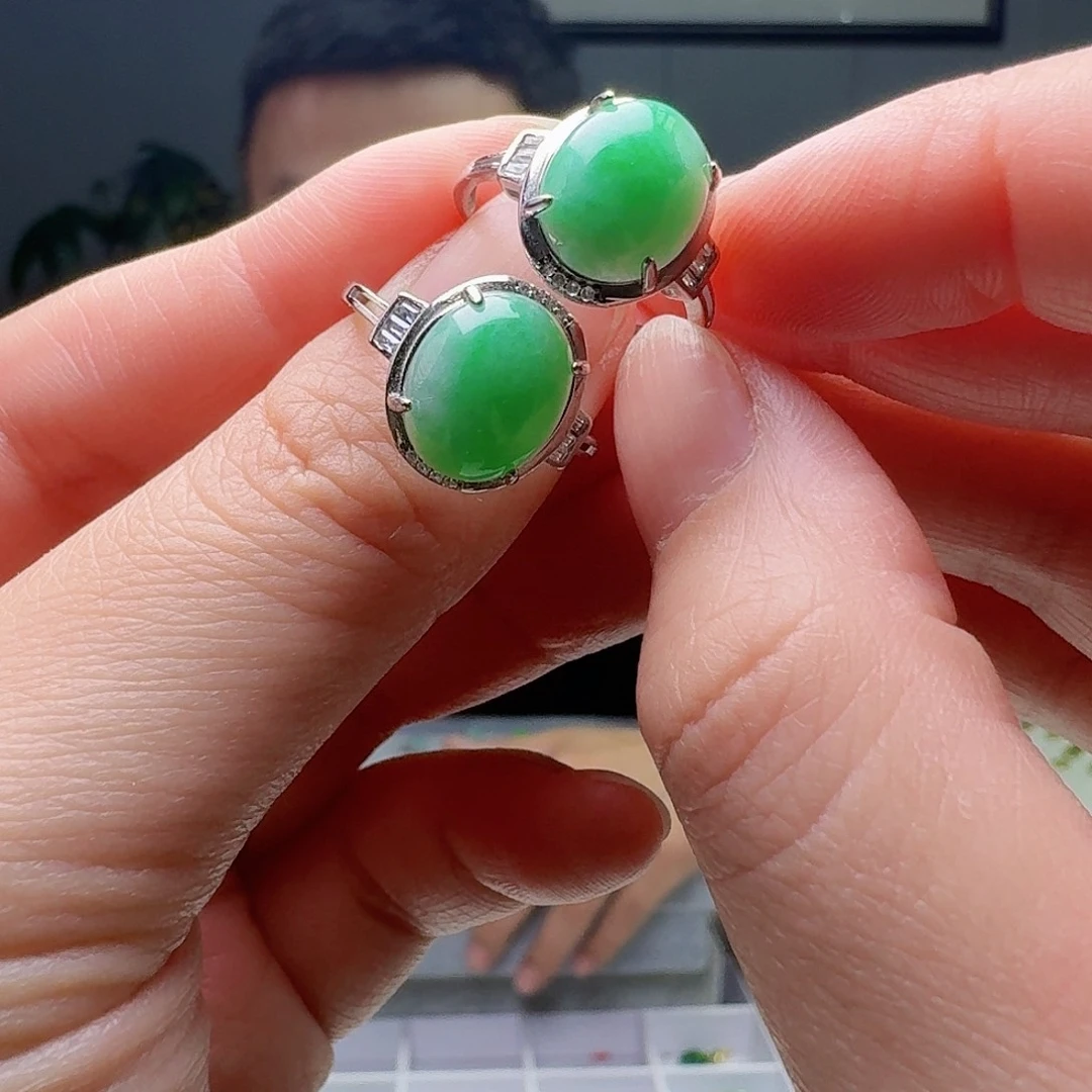 翡翠戒指银S925镶嵌多样性发货其一
