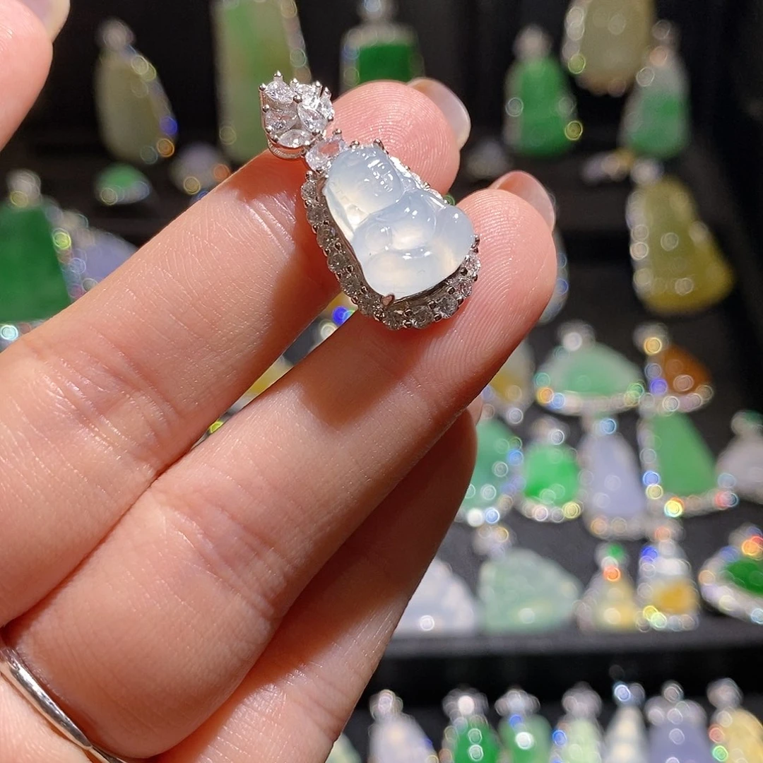 颈饰银S925镶嵌翡翠天然翡翠