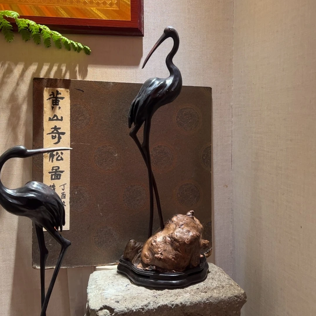 夜***裳柏木根雕仙鹤香炉仙鹤