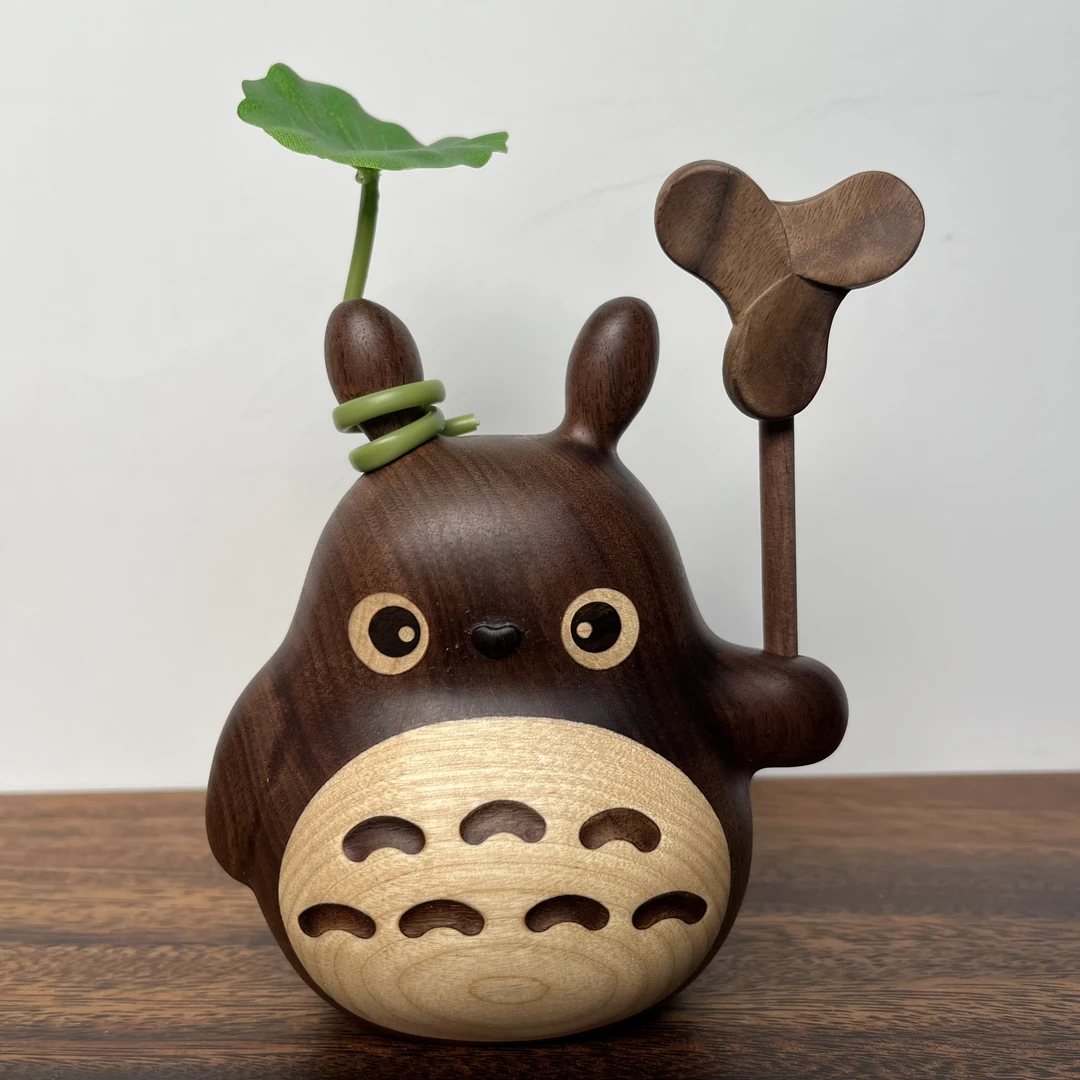 北美黑胡桃木大龙猫摆件