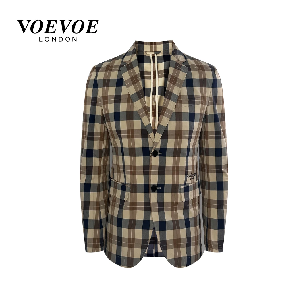 VOEVOE-欧货奢品男士春季休闲格纹西服1802