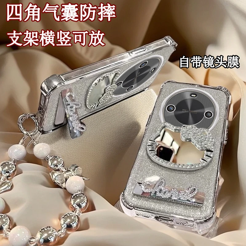 水钻KT猫补妆镜子华为麦芒30手机壳奢华四角防摔TYH641M畅享70x软