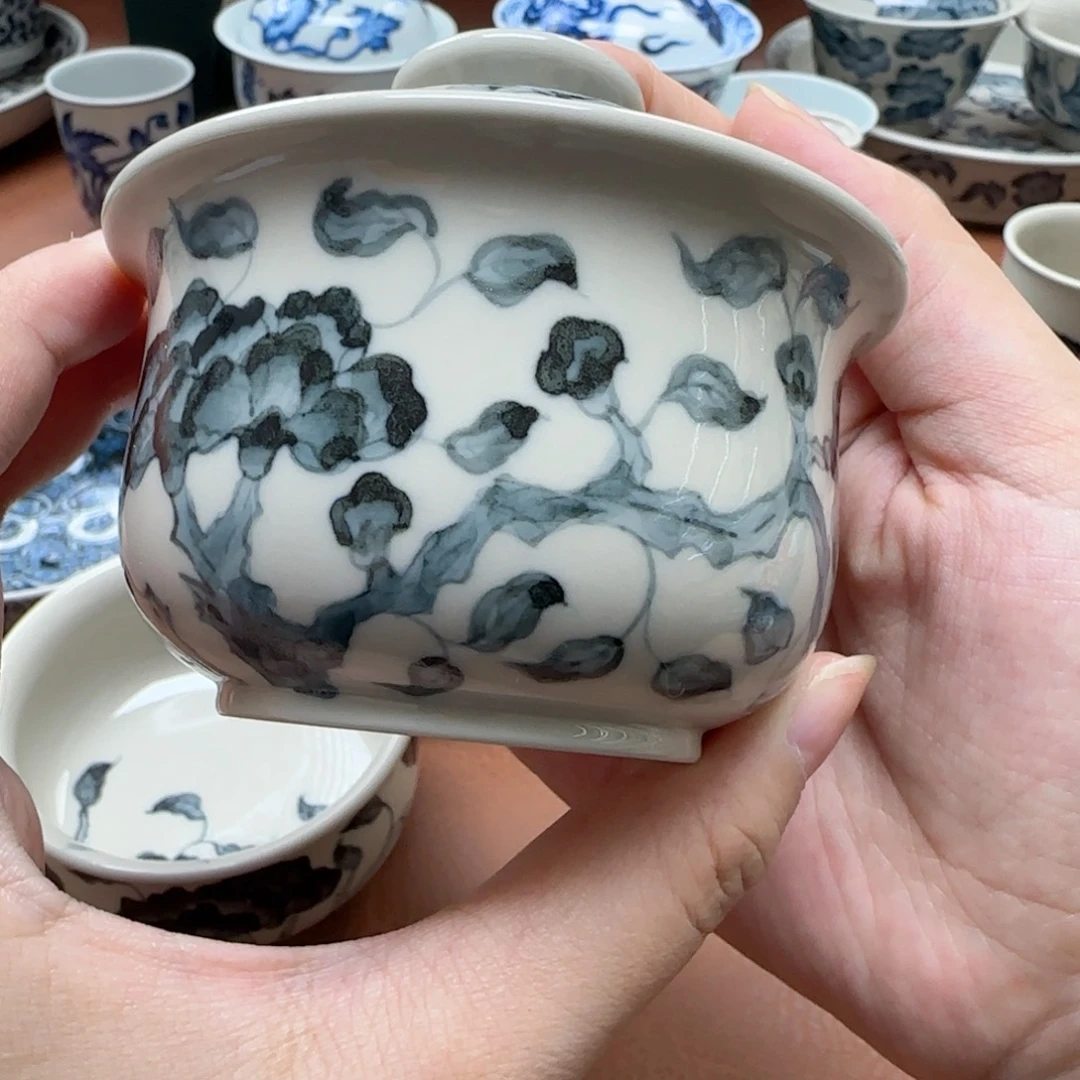 景德镇纯手工手绘盖碗