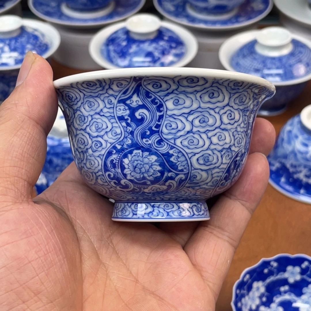 陶月楼   祥云葫芦牡丹压手杯