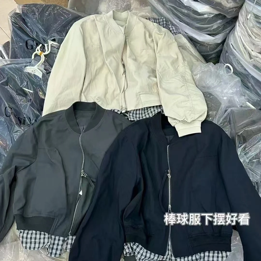 谷斯 9101 格子拼接韩版休闲百搭显瘦棒球服外套女新款时尚衣长56