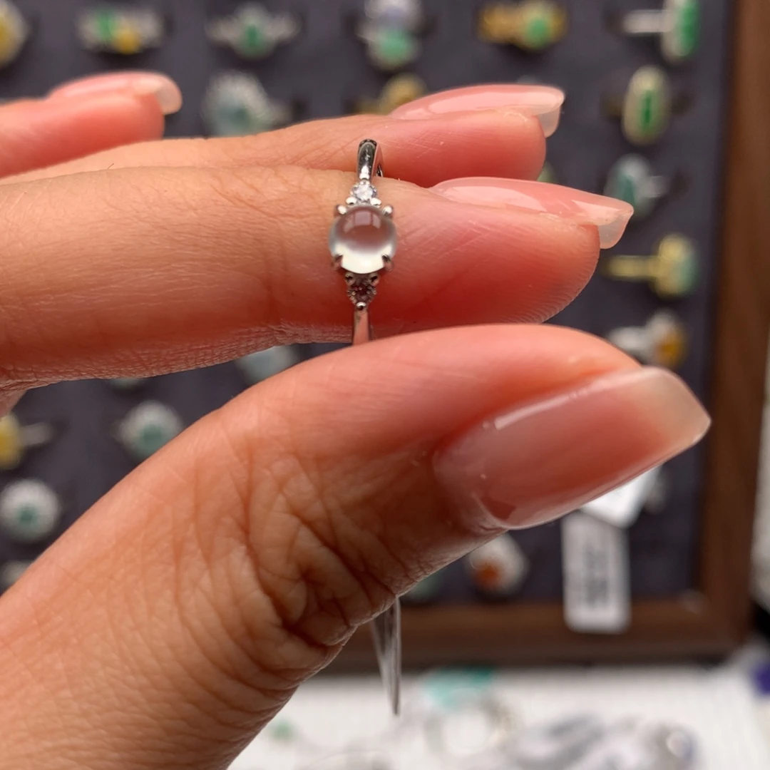 ****果翡翠银S925镶嵌戒指戒指