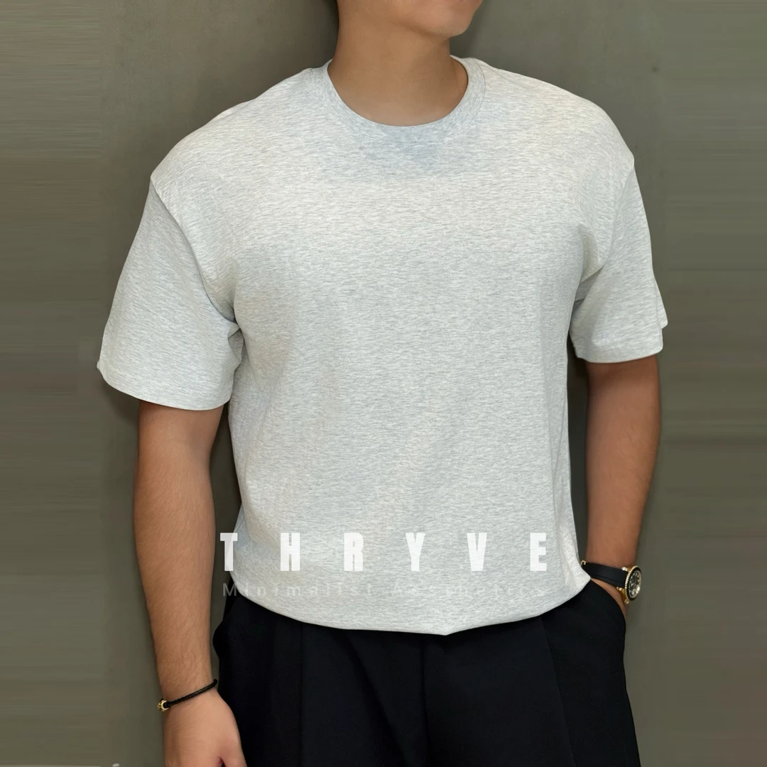 THRYVE瑟来重磅新疆230克纯棉短袖男女打底衫纯色休闲半袖T恤圆领