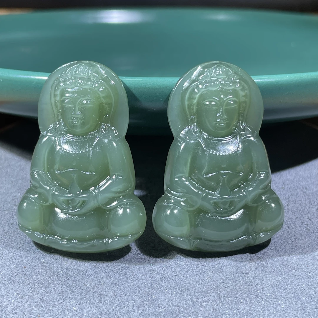 正宗天然和田玉满绿观音吊坠男女同款多样性发货拍一发一