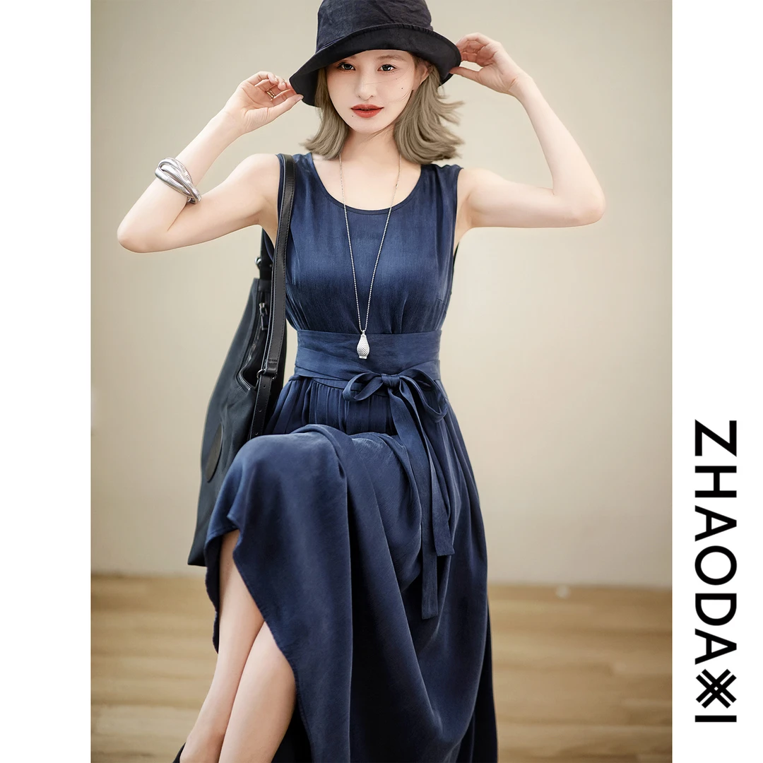 【赵大喜】盛夏晚风.连衣裙｜宽松版连衣裙25新款圆领无袖长裙