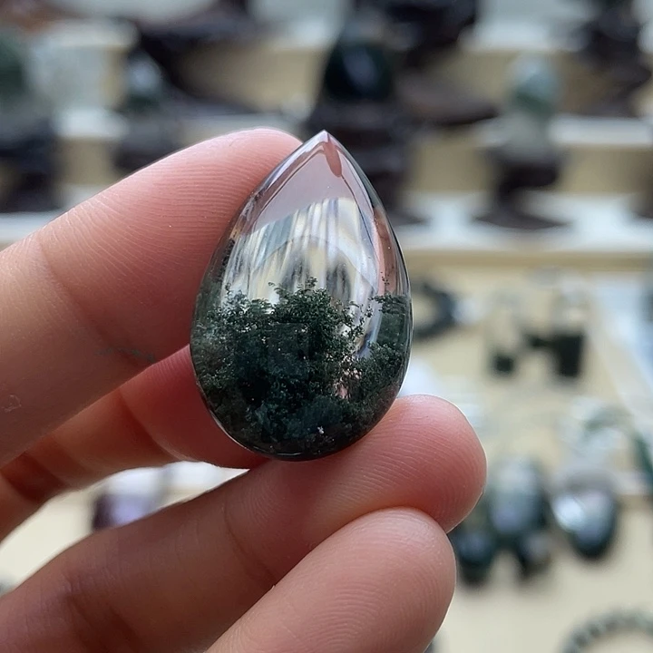 未镶嵌颈饰水晶绿幽灵聚宝盆水滴定制