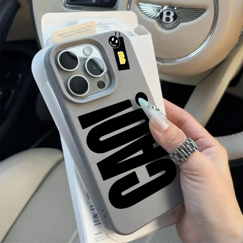 BANCA小众文字适用苹果16promax/15手机壳14plus荔枝纹13防摔1211