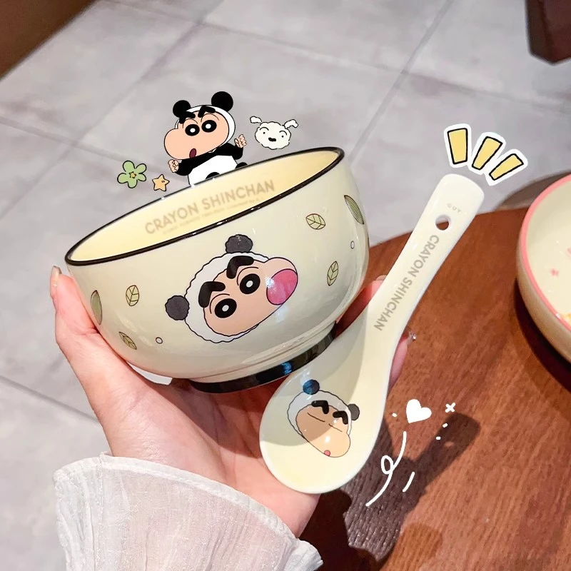 蜡笔小新陶瓷家用饭碗可爱儿童米饭碗吃饭高颜值碗盘餐具个人专用