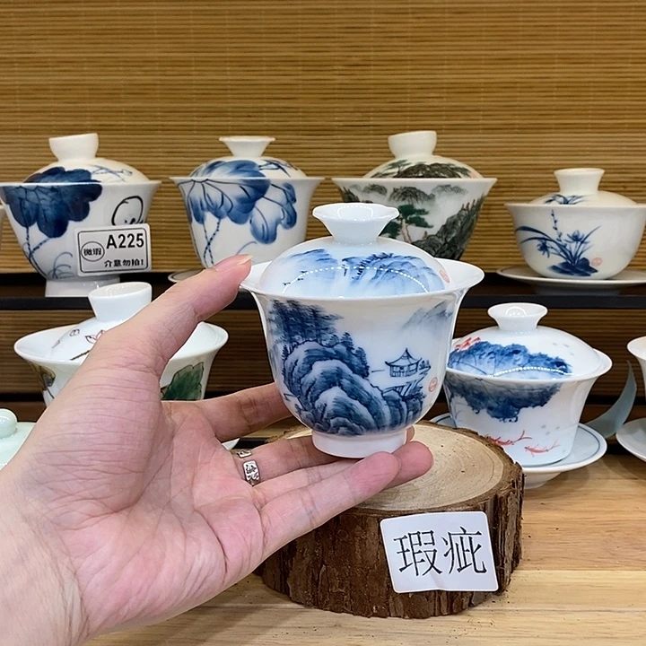 手绘山水160cc 釉下彩瑕疵福利款