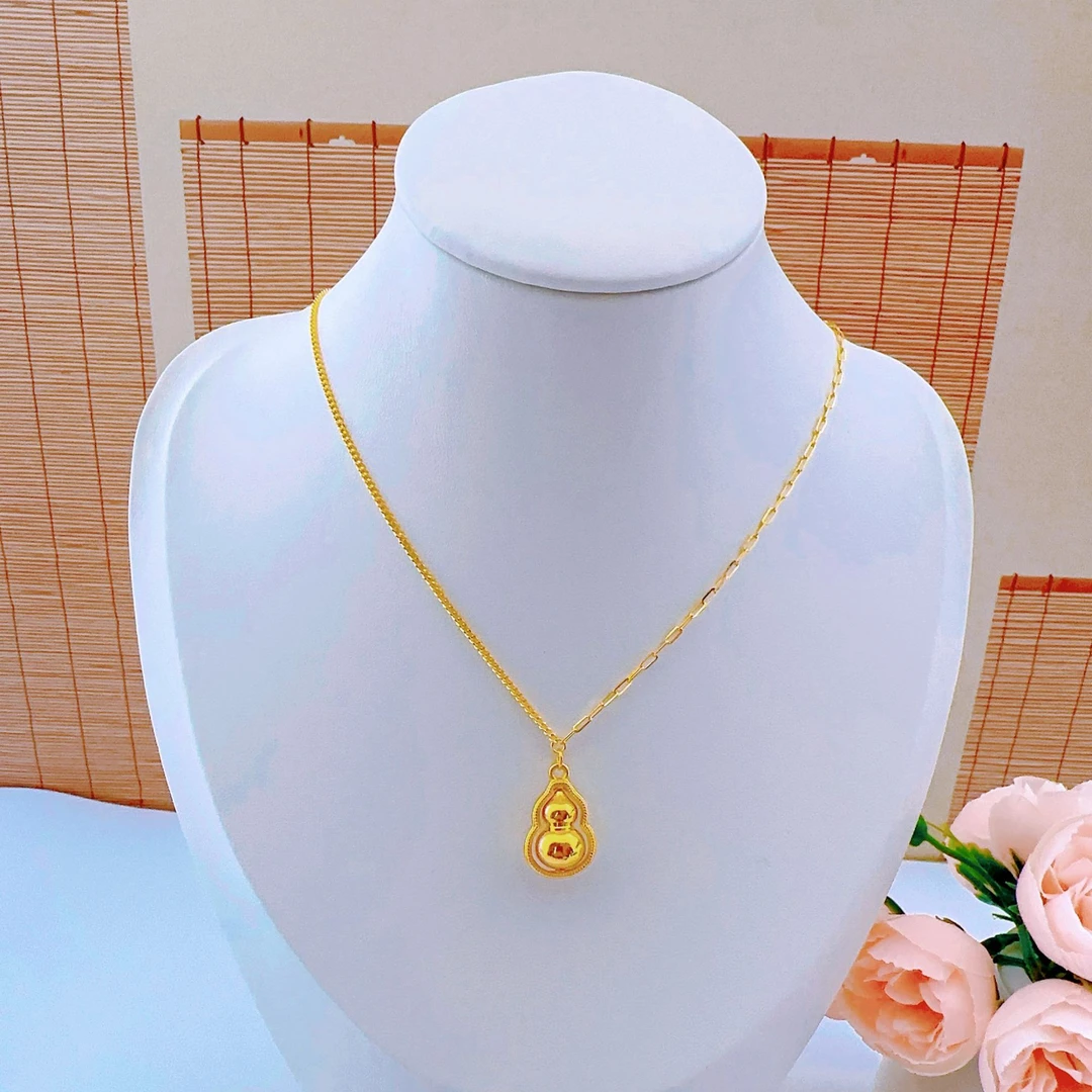 足金黄金 时尚精致光面葫芦百搭套链