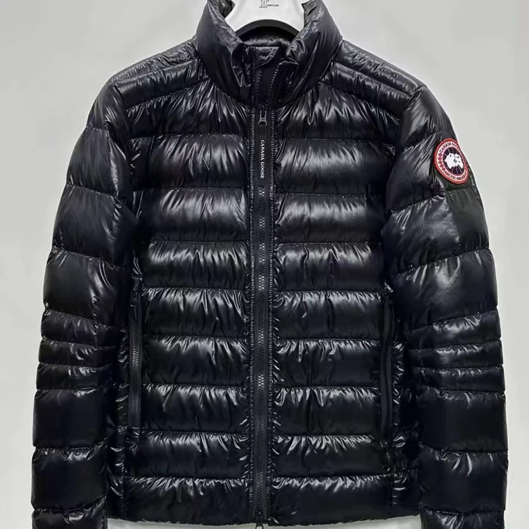 未使用 CANADA GOOSE 加拿大鹅 Crofton黑色亮面薄款羽绒服
