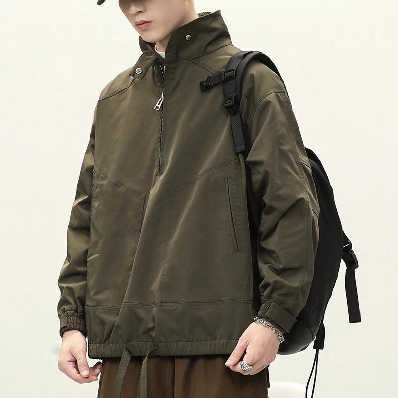 秋冬新款加棉加厚男士夹克外套户外休闲冲锋衣宽松棉服立领棉衣