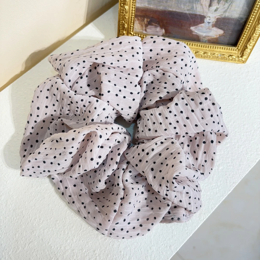 韩国 东大门 饰品 发饰  粉色波点肠圈