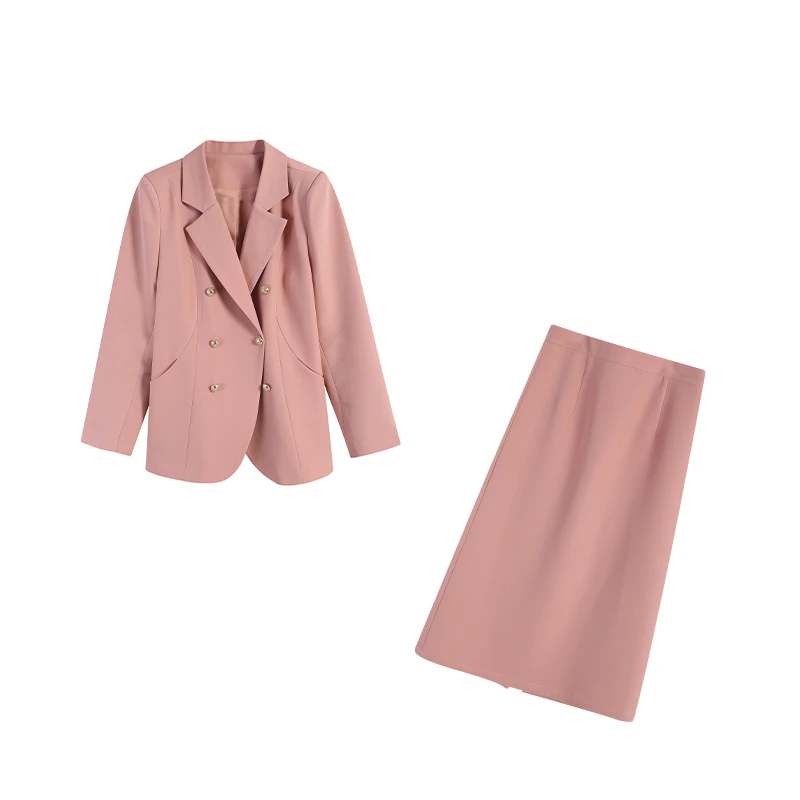 【苏柏妮】春季新款樱花粉韩系上衣遮肉半身裙两件套套装ZL103297