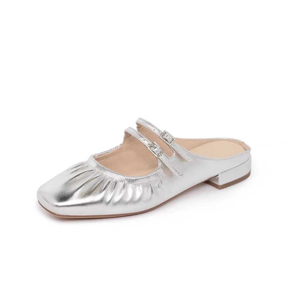 C7543   银色  春夏气质时尚圆头舒适包头凉拖鞋