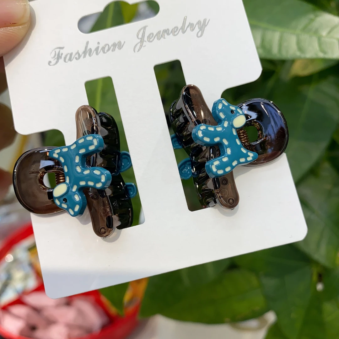 A118蓝色小狗一对刘海抓夹