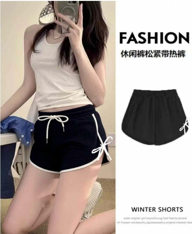 出口转内销全棉时尚辣妹短裤方领吊带背心女内搭纯欲外穿短裤背心