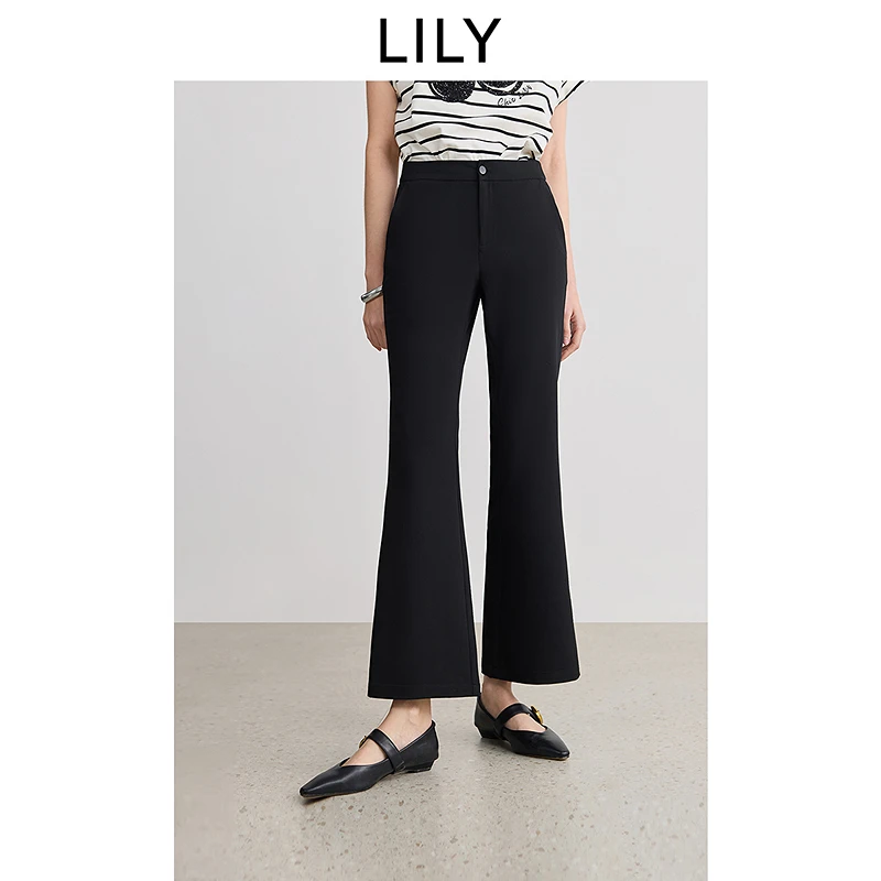 超模小黑裤LILY2025夏新款休闲九分喇叭裤125219C5924