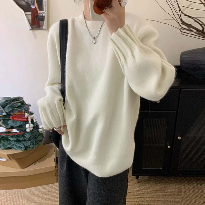 【李易行】2024新款针织圆领毛衣套头毛衫上衣女