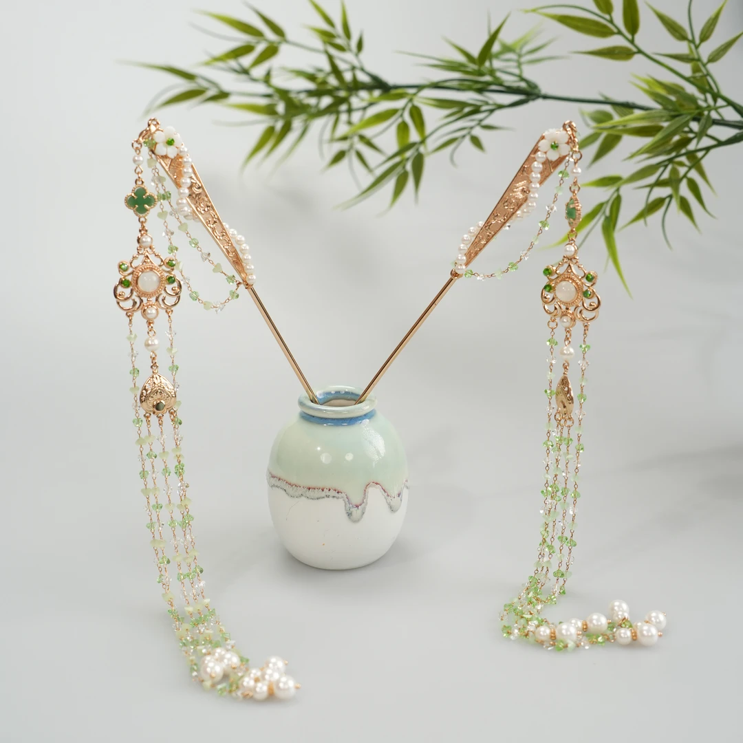 古悦倾城【绿丝绦】古风汉服发饰