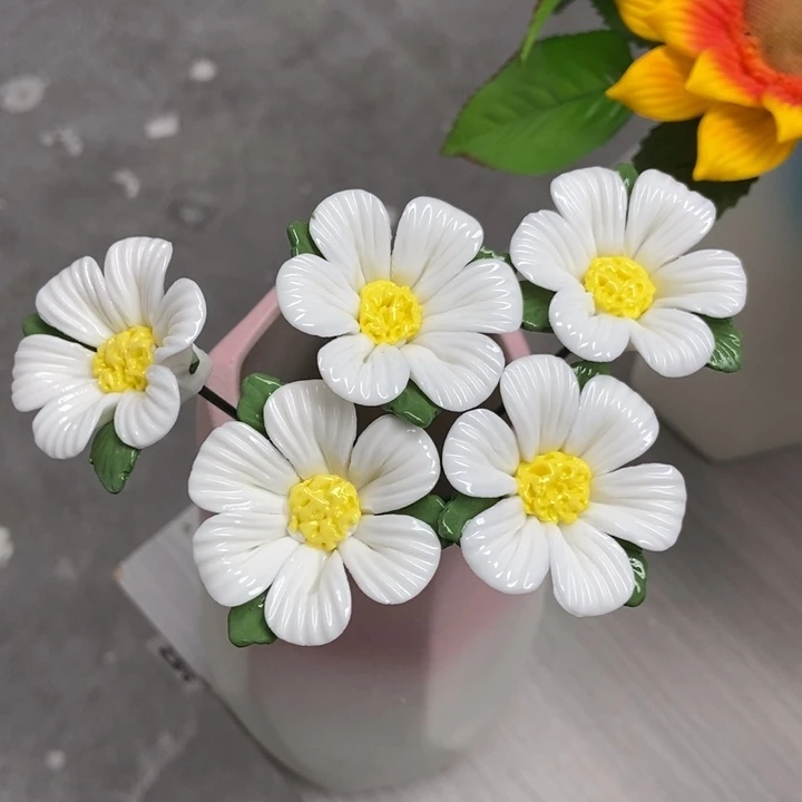 陶瓷手工制作陶瓷花5朵小雏菊