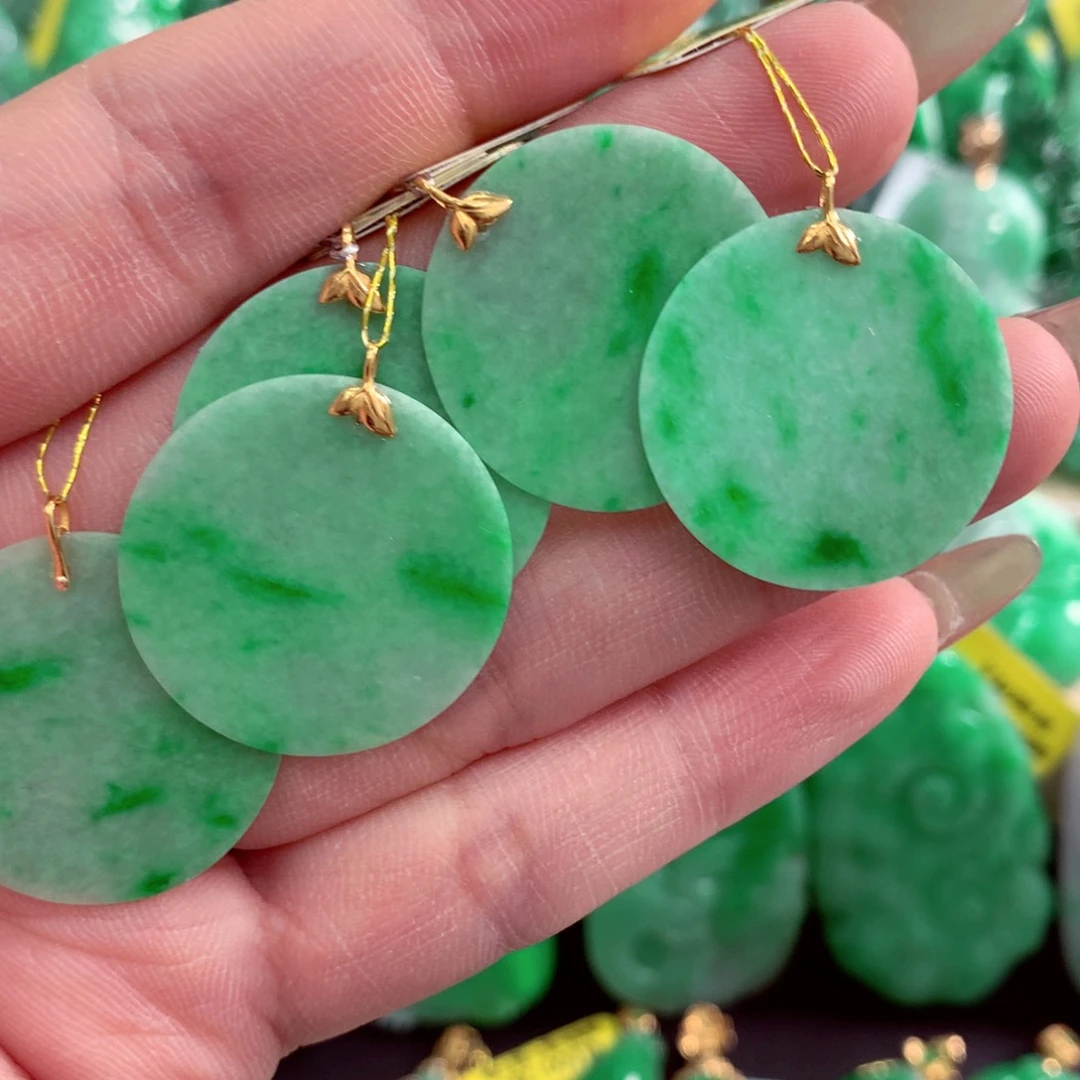 翡翠18K金镶嵌吊坠(不含链)多性价发货