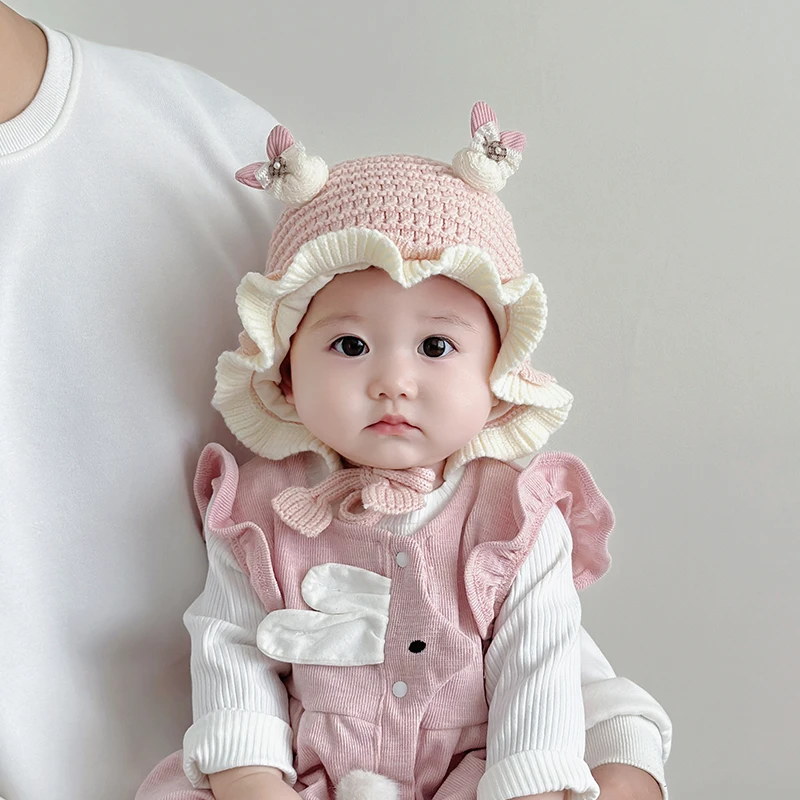 婴儿帽子冬天毛线帽加厚保暖护耳帽小月龄婴幼儿可爱超萌针织帽韩