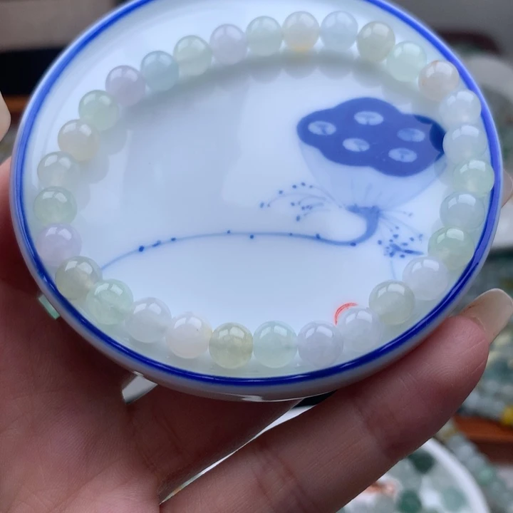 翡翠散珠卡6.5圆珠手串