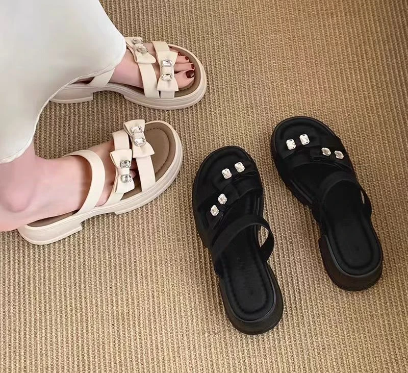 101-16女士真皮厚底拖鞋2025夏季新款厚底凉鞋时尚百搭凉拖