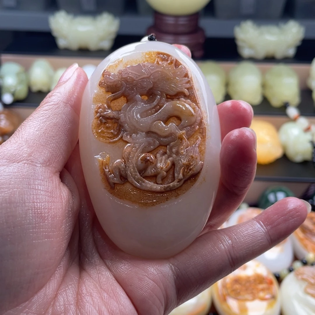 有***单石材天然古青石手把件