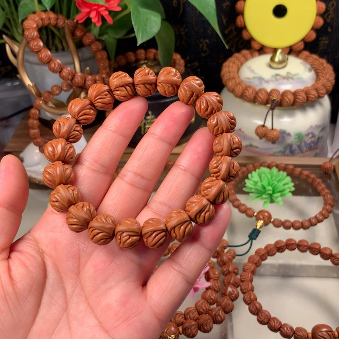 司***吉桃核吊坠双脊龙手串14