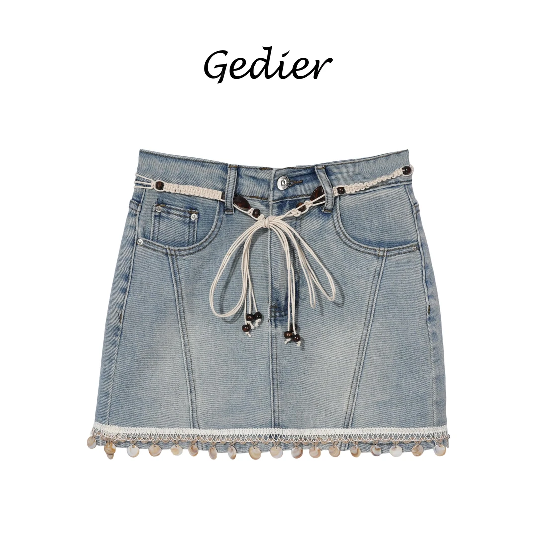 【歌蒂尔】 2025年春季欧若风度假风半身牛仔裙 QG520228Y