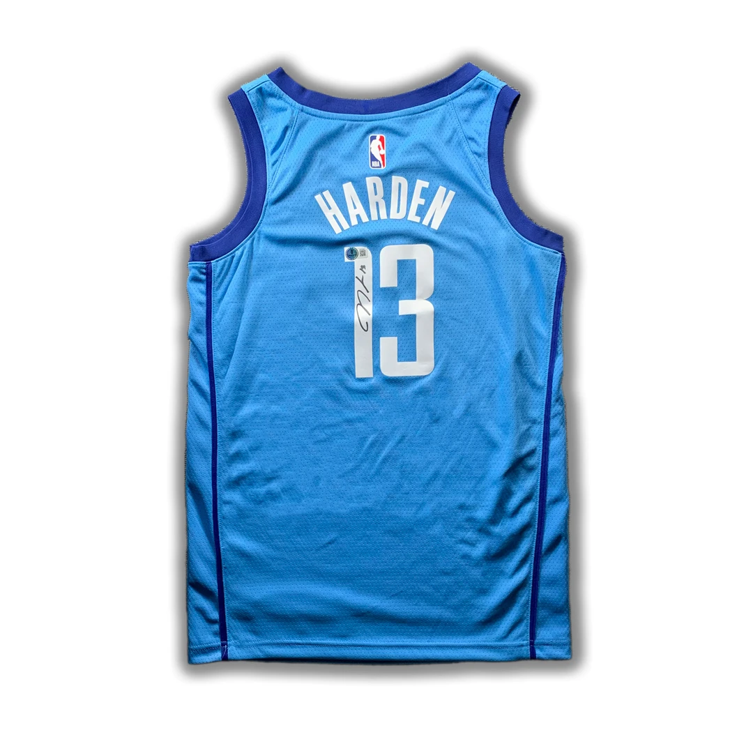 【臻签体育】哈登亲签火箭20-21城市蓝sw球衣收藏（bk大证书）