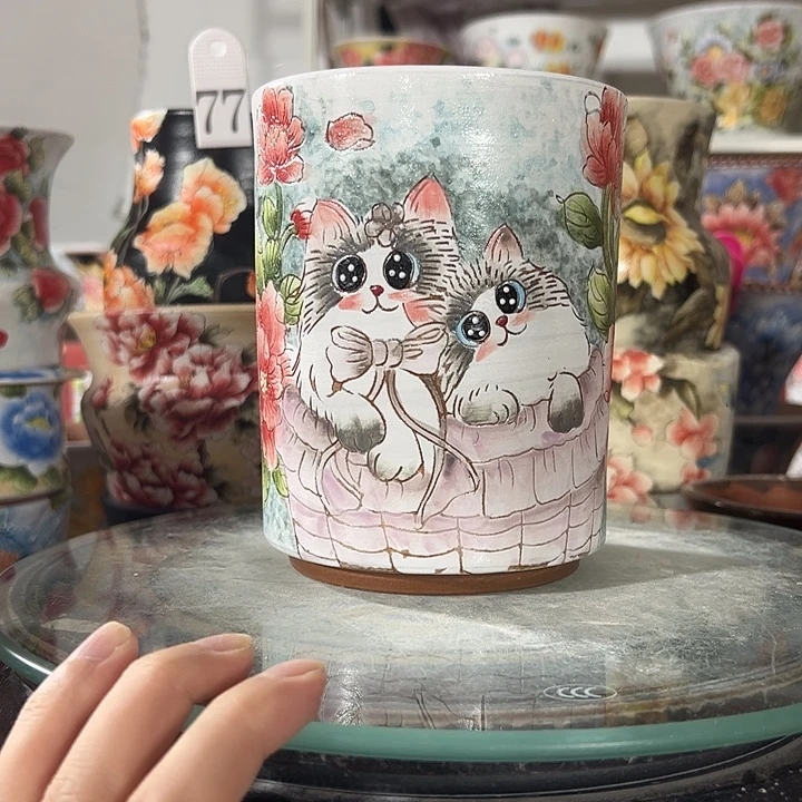 景德镇幸运花盆手绘韩式花盆